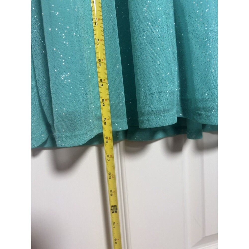 Sweet Storm Mint Green Glitter Maxi Dress Prom Formal Party Sleeveless SZ Large - Picture 15 of 16
